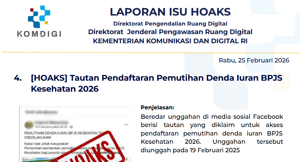 Isu Hoaks & Disinformasi 25 Februari 2026