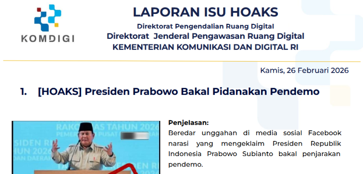 Isu Hoaks & Disinformasi 26 Februari 2026