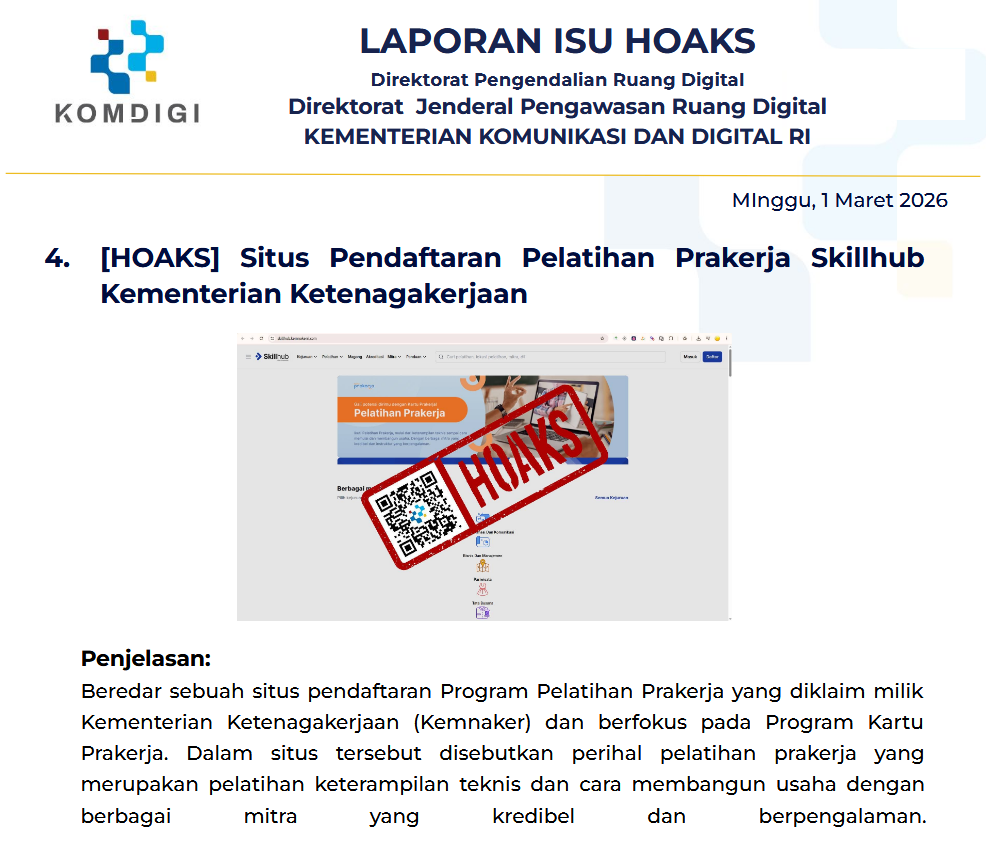 Isu Hoaks & Disinformasi 1 Maret 2026