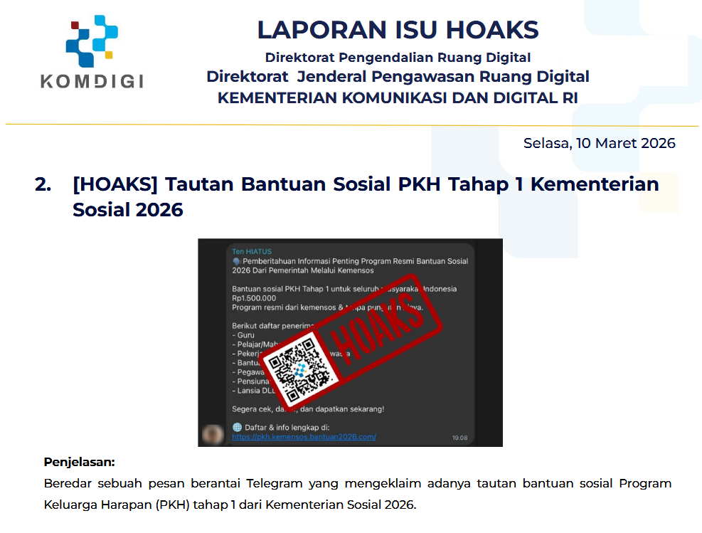 Isu Hoaks & Disinformasi 10 Maret 2026