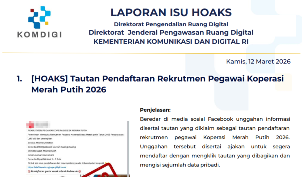 Isu Hoaks & Disinformasi 12 Maret 2026