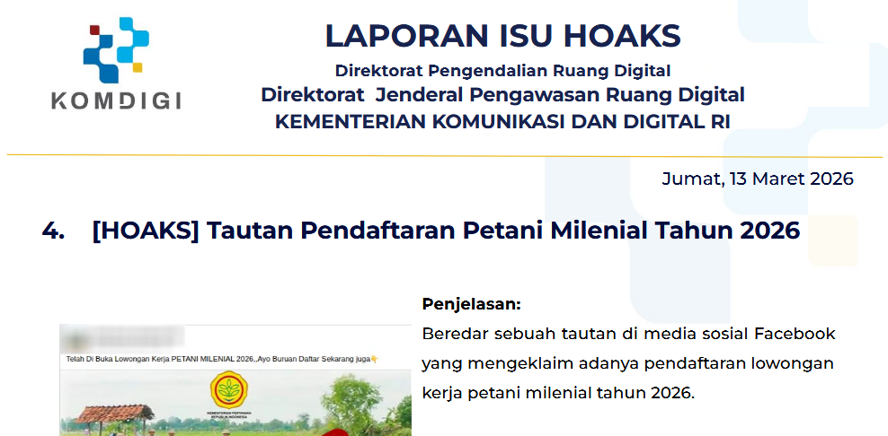 Isu Hoaks & Disinformasi 13 Maret 2026