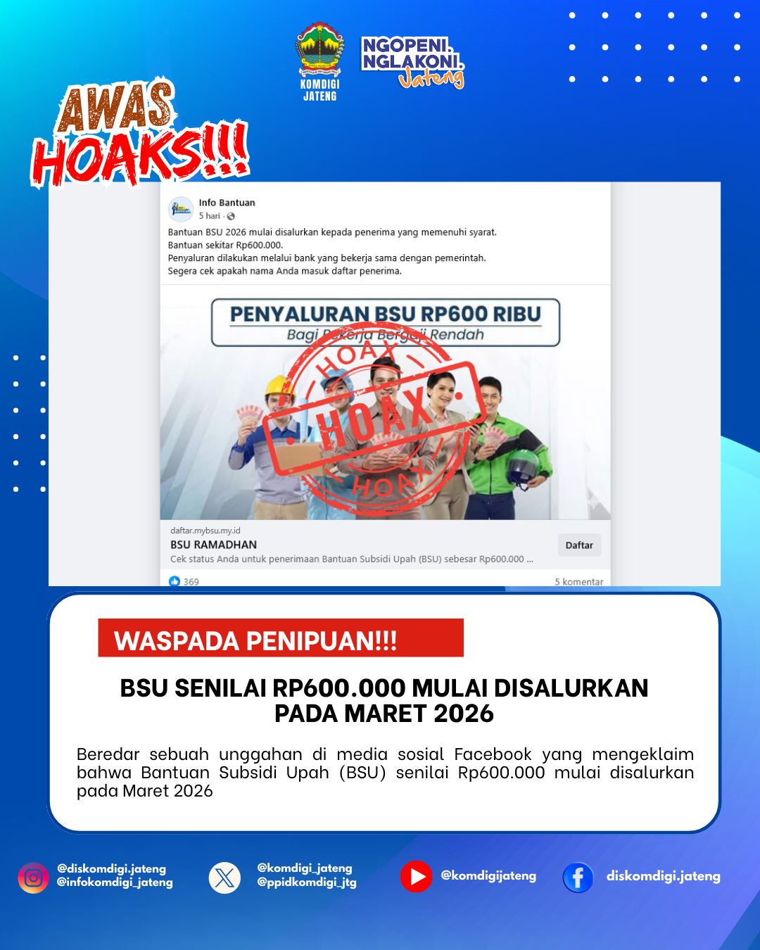 Isu Hoaks & Disinformasi 16 Maret 2026 Grafis