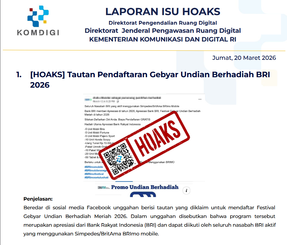 Isu Hoaks & Disinformasi 20 Maret 2026