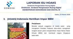 Isu Hoaks & Disinformasi 21 Maret 2026
