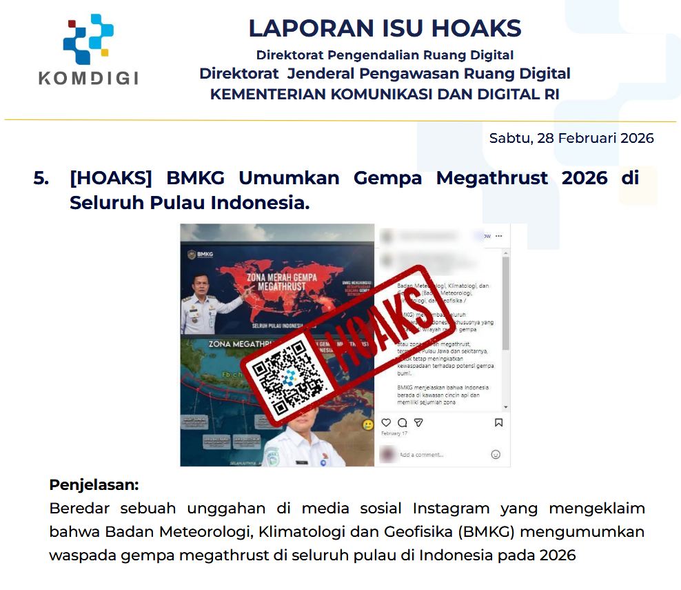Isu Hoaks & Disinformasi 28 Februari 2026