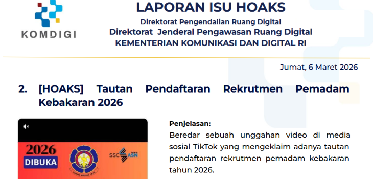 Isu Hoaks & Disinformasi 6 Maret 2026