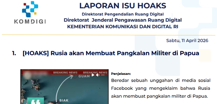 Isu Hoaks & Disinformasi 11 April 2026