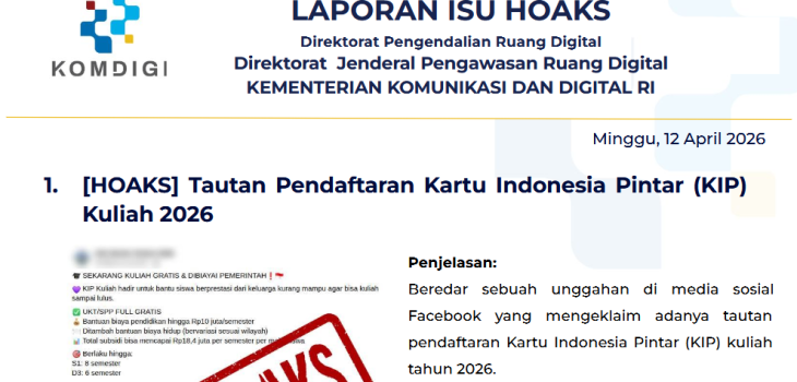 Isu Hoaks & Disinformasi 12 April 2026