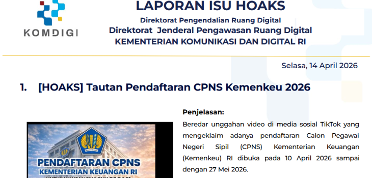 Isu Hoaks & Disinformasi 14 April 2026