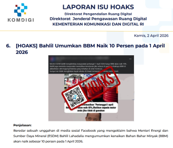 Isu Hoaks & Disinformasi 2 April 2026