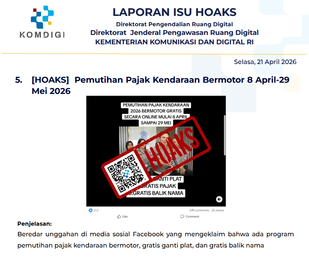 Isu Hoaks & Disinformasi 21 April 2026