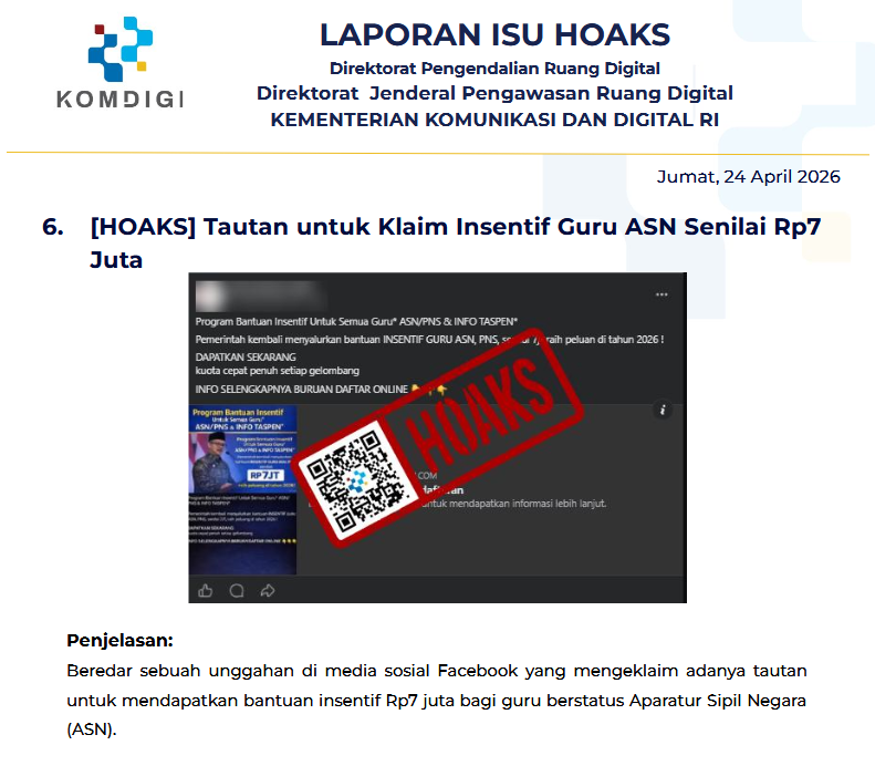 Isu Hoaks & Disinformasi 24 April 2026