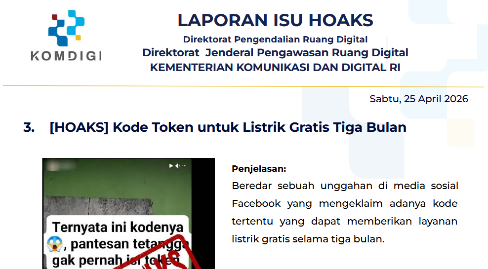 Isu Hoaks & Disinformasi 26 April 2026