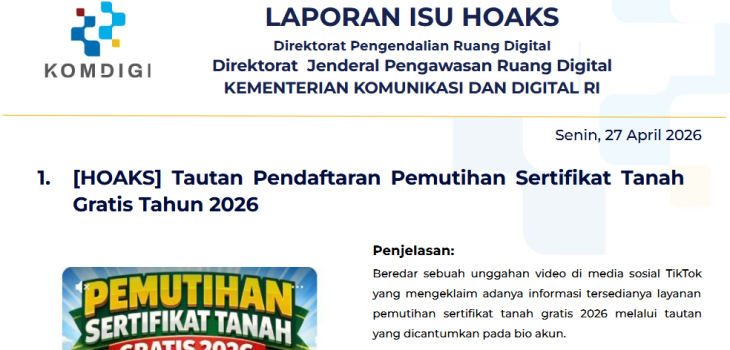 Isu Hoaks & Disinformasi 27 April 2026