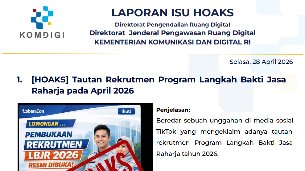 Isu Hoaks & Disinformasi 28 April 2026