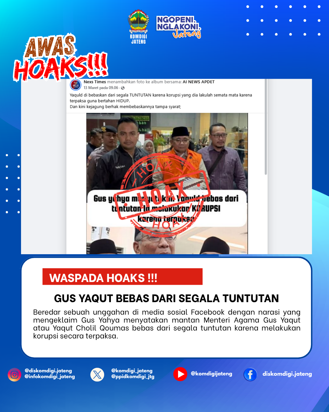 Isu Hoaks & Disinformasi 31 Maret 2026 Grafis