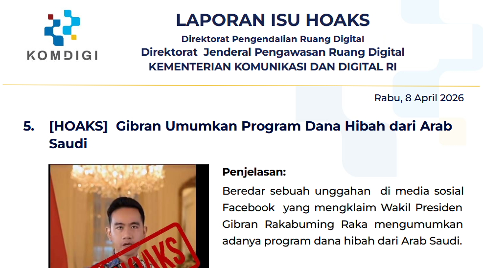 Isu Hoaks & Disinformasi 8 April 2026
