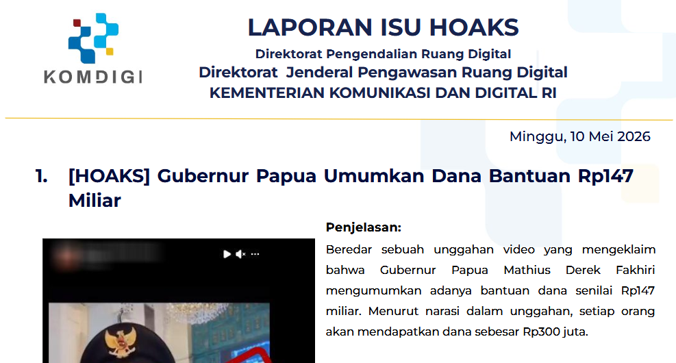 Isu Hoaks & Disinformasi 10 Mei 2026