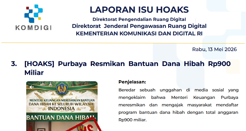 Isu Hoaks & Disinformasi 13 Mei 2026