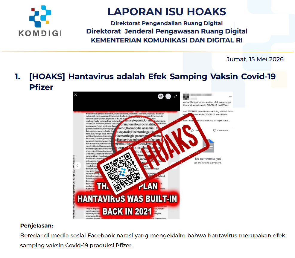 Isu Hoaks & Disinformasi 15 Mei 2026