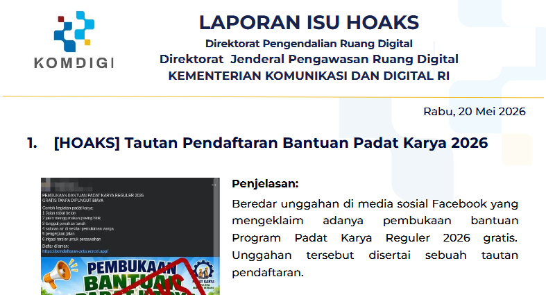 Isu Hoaks & Disinformasi 20 Mei 2026