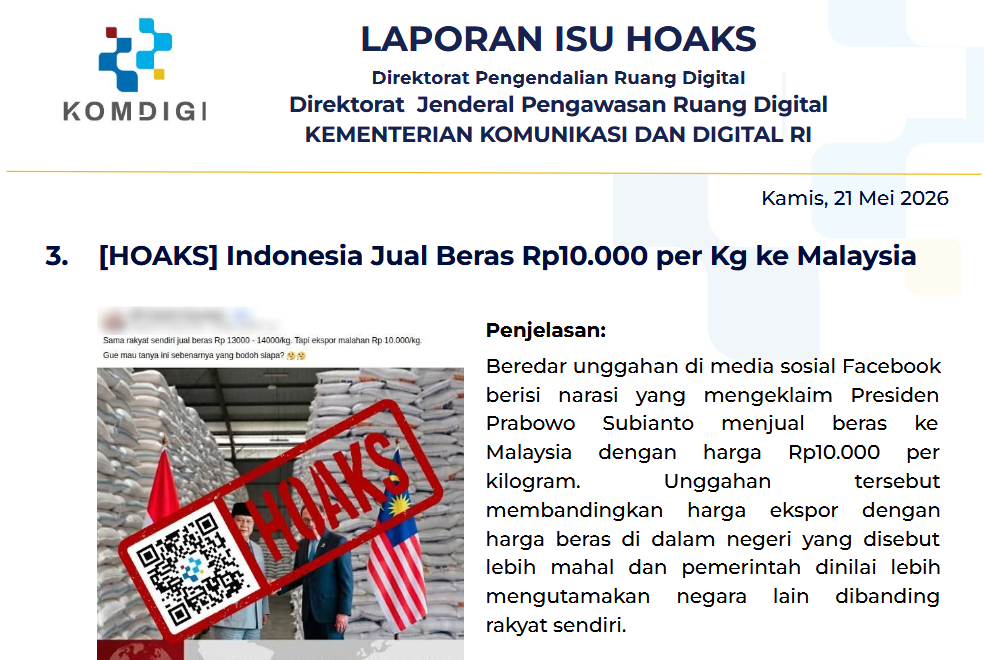 Isu Hoaks & Disinformasi 21 Mei 2026