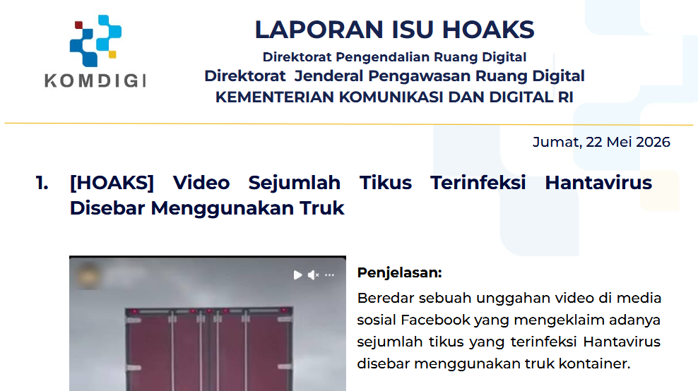 Isu Hoaks & Disinformasi 22 Mei 2026