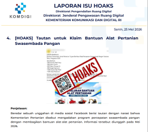 Isu Hoaks & Disinformasi 25 Mei 2026