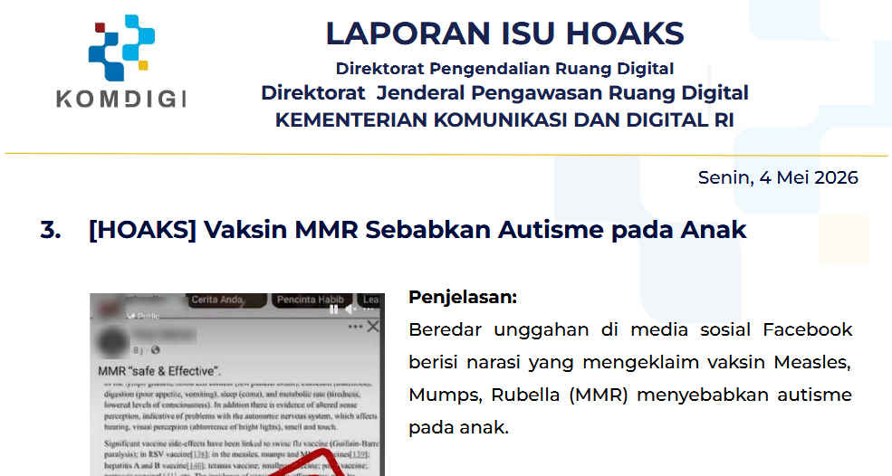 Isu Hoaks & Disinformasi 4 Mei 2026