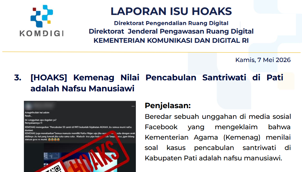 Isu Hoaks & Disinformasi 7 Mei 2026