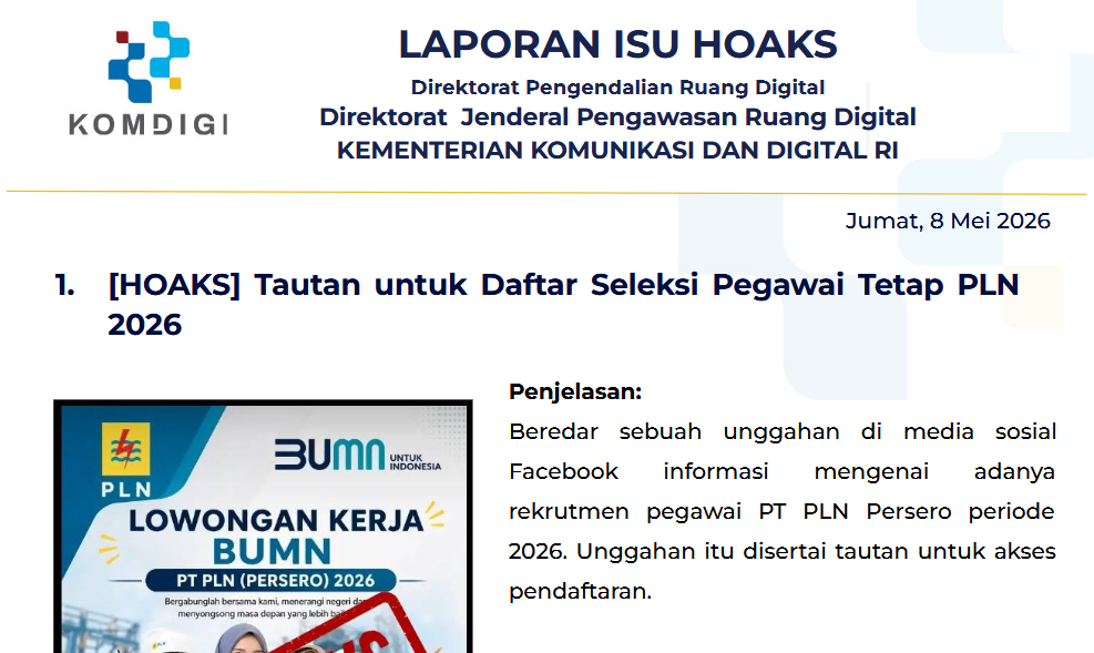 Isu Hoaks & Disinformasi 8 Mei 2026
