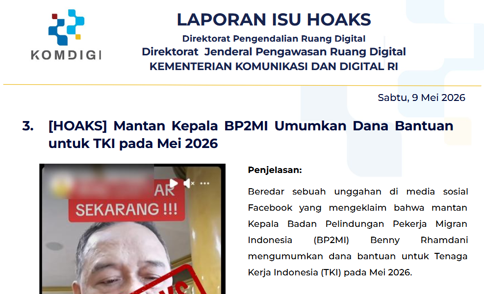 Isu Hoaks & Disinformasi 9 Mei 2026