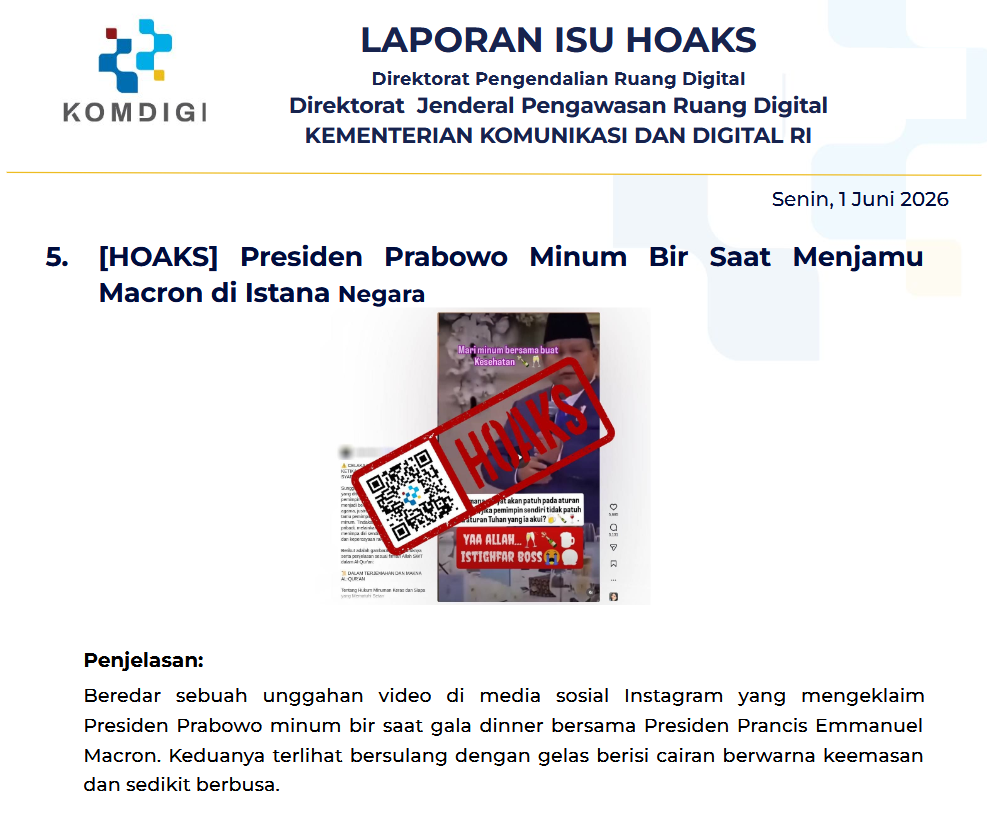 Isu Hoaks & Disinformasi 1 Juni 2026