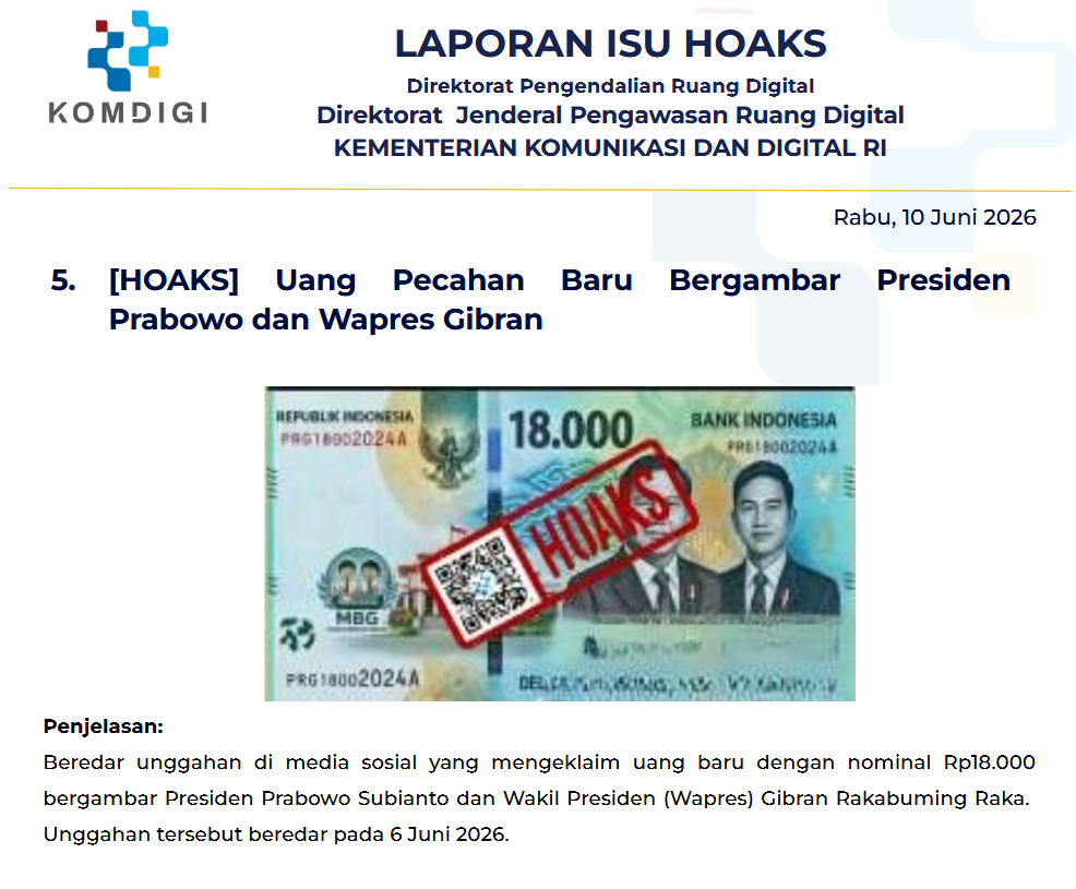 Isu Hoaks & Disinformasi 10 Juni 2026