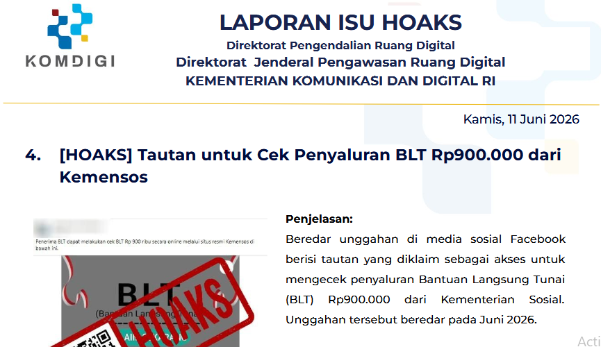 Isu Hoaks & Disinformasi 11 Juni 2026