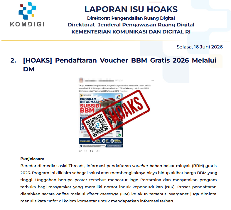 Isu Hoaks & Disinformasi 16 Juni 2026