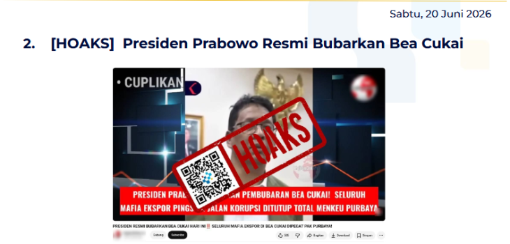 Isu Hoaks & Disinformasi 20 Juni 2026