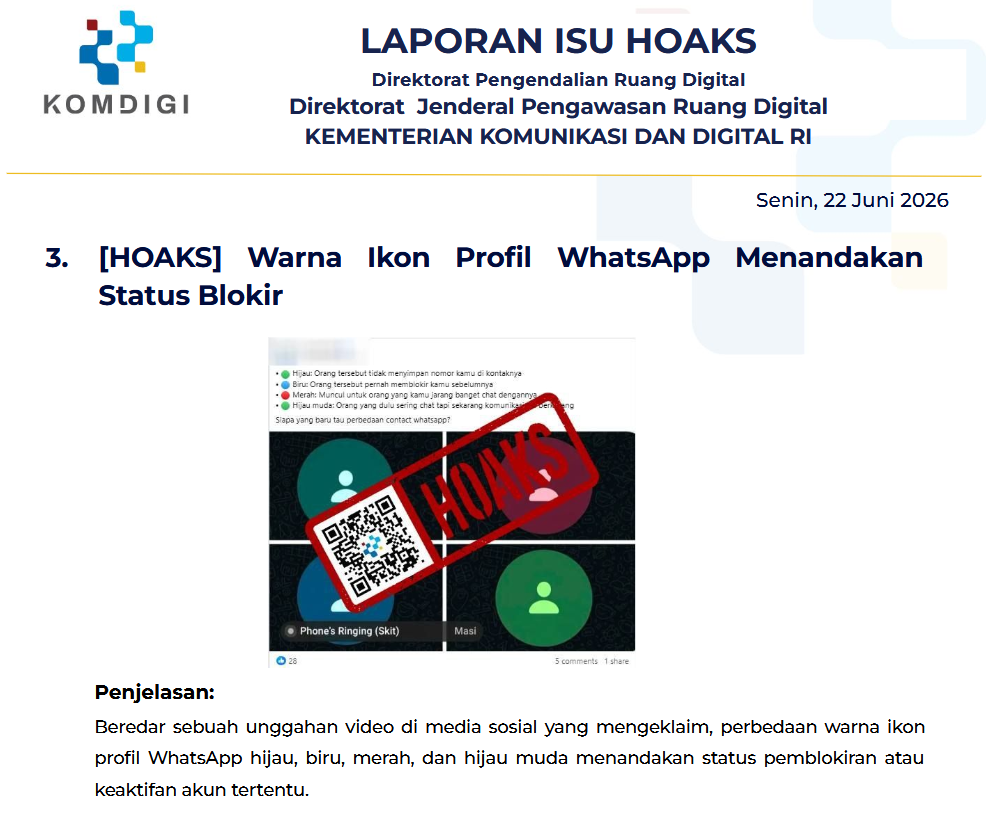 Isu Hoaks & Disinformasi 22 Juni 2026