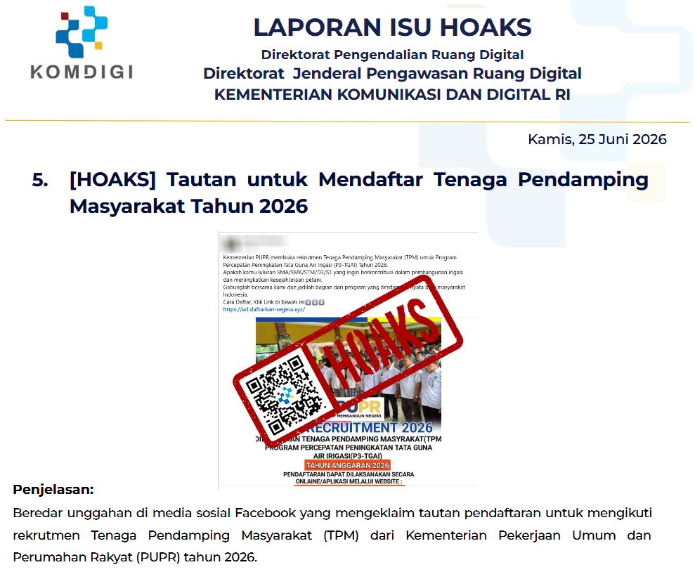 Isu Hoaks & Disinformasi 25 Juni 2026