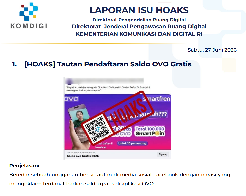 Isu Hoaks & Disinformasi 27 Juni 2026