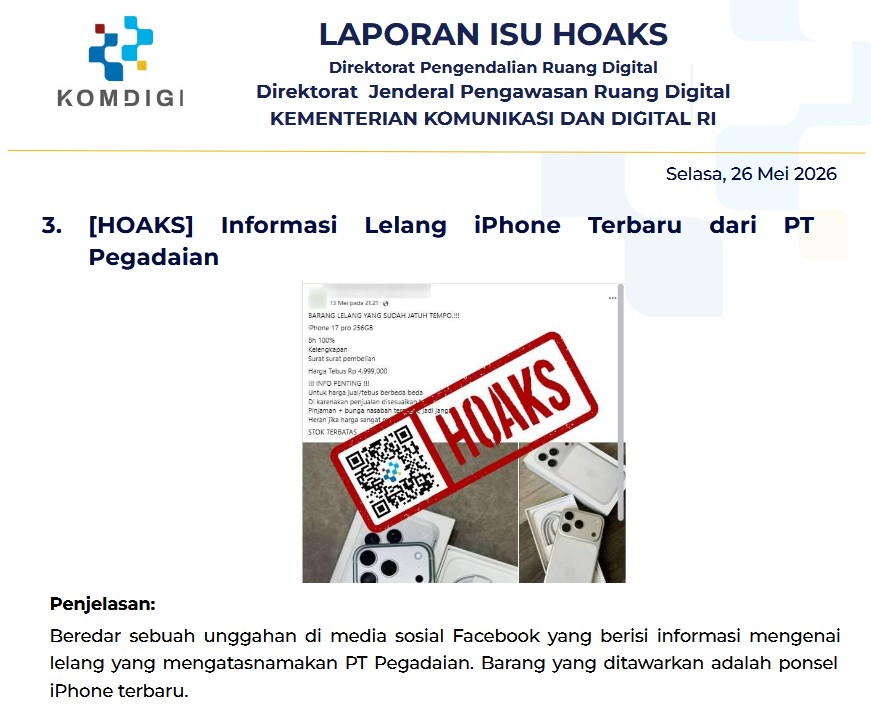 Isu Hoaks & Disinformasi 28 Mei 2026
