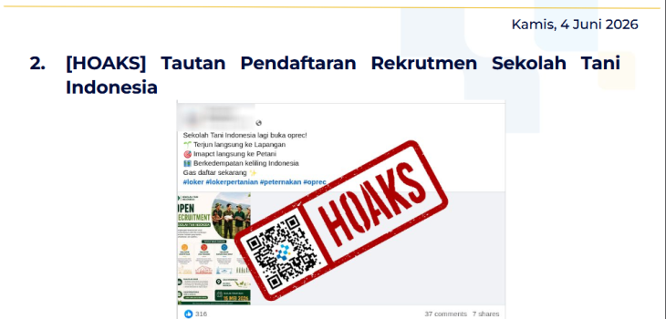 Isu Hoaks & Disinformasi 4 Juni 2026