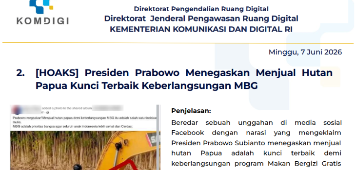 Isu Hoaks & Disinformasi 7 Juni 2026