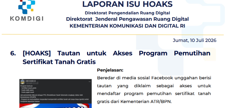 Isu Hoaks & Disinformasi 10 Juli 2026