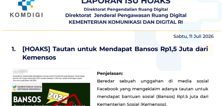 Isu Hoaks & Disinformasi 11 Juli 2026
