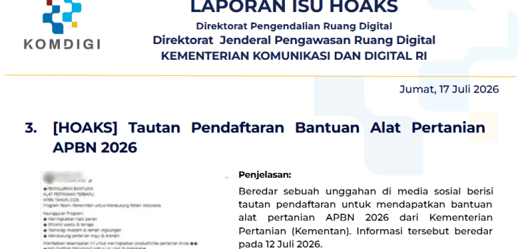 Isu Hoaks & Disinformasi 17 Juli 2026