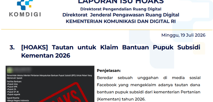 Isu Hoaks & Disinformasi 19 Juli 2026
