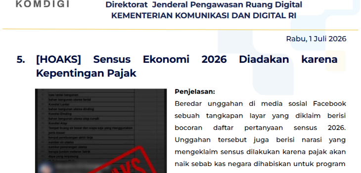 Isu Hoaks & Disinformasi 2 Juli 2026