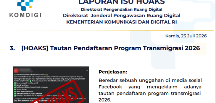 Isu Hoaks & Disinformasi 23 Juli 2026